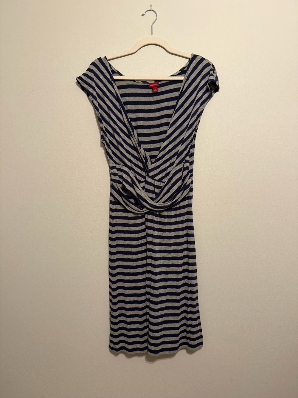 Merona Navy and Gray Striped Midi Dress